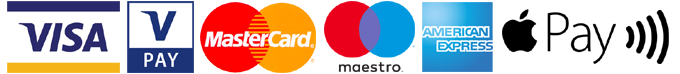 Wir akzeptieren Kartenzahlung via Visa, V-Pay, Mastercard, Maestro, American Express und Apple-Pay
